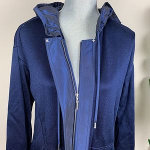 St. John Wn’s Navy Blue Light Jacket w/Hood Size S
